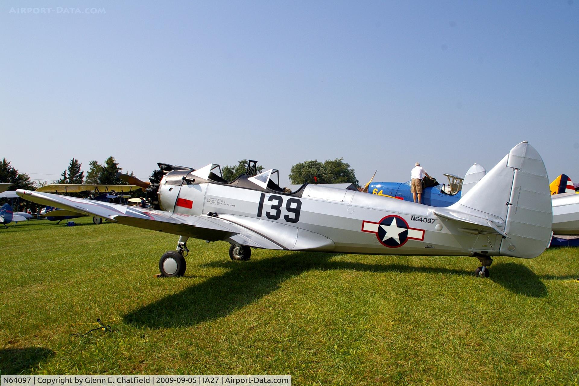 N64097, 1943 Fairchild (Howard) PT-23A Cornell (M-62C) C/N 129, At the Antique Airplane Association Fly In. PT-23A 42-49805