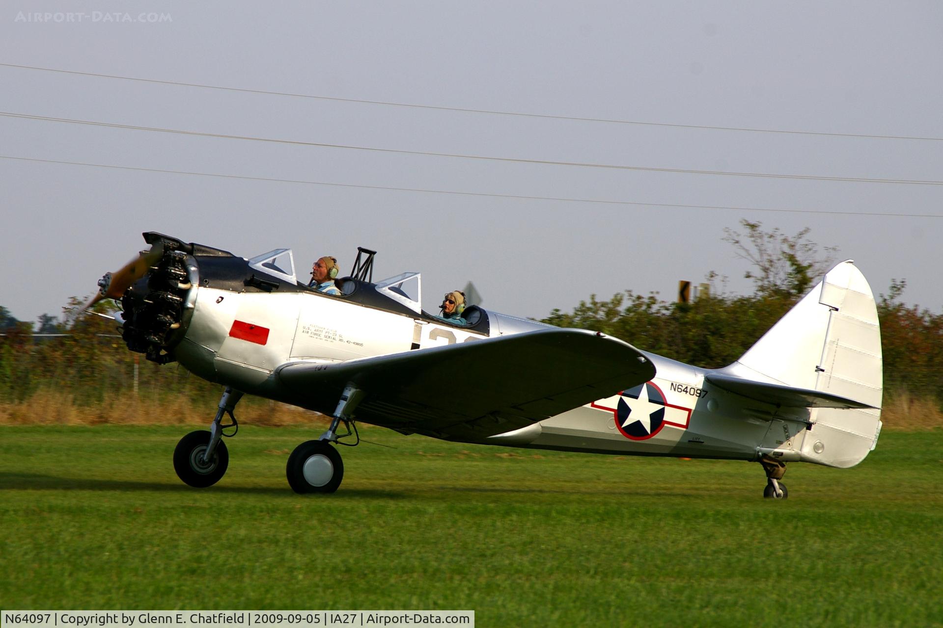 N64097, 1943 Fairchild (Howard) PT-23A Cornell (M-62C) C/N 129, At the Antique Airplane Association Fly In. PT-23A 42-49805