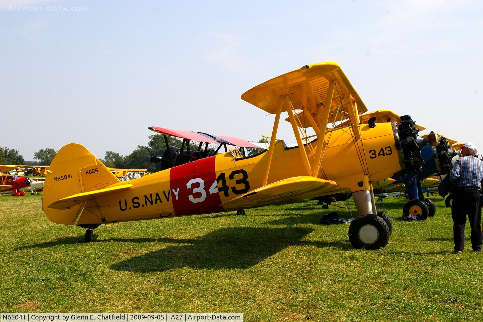 N65041, 1943 Boeing B75N1 C/N 75-8025A, At the Antique Airplane Association Fly In. N2S-3 38404