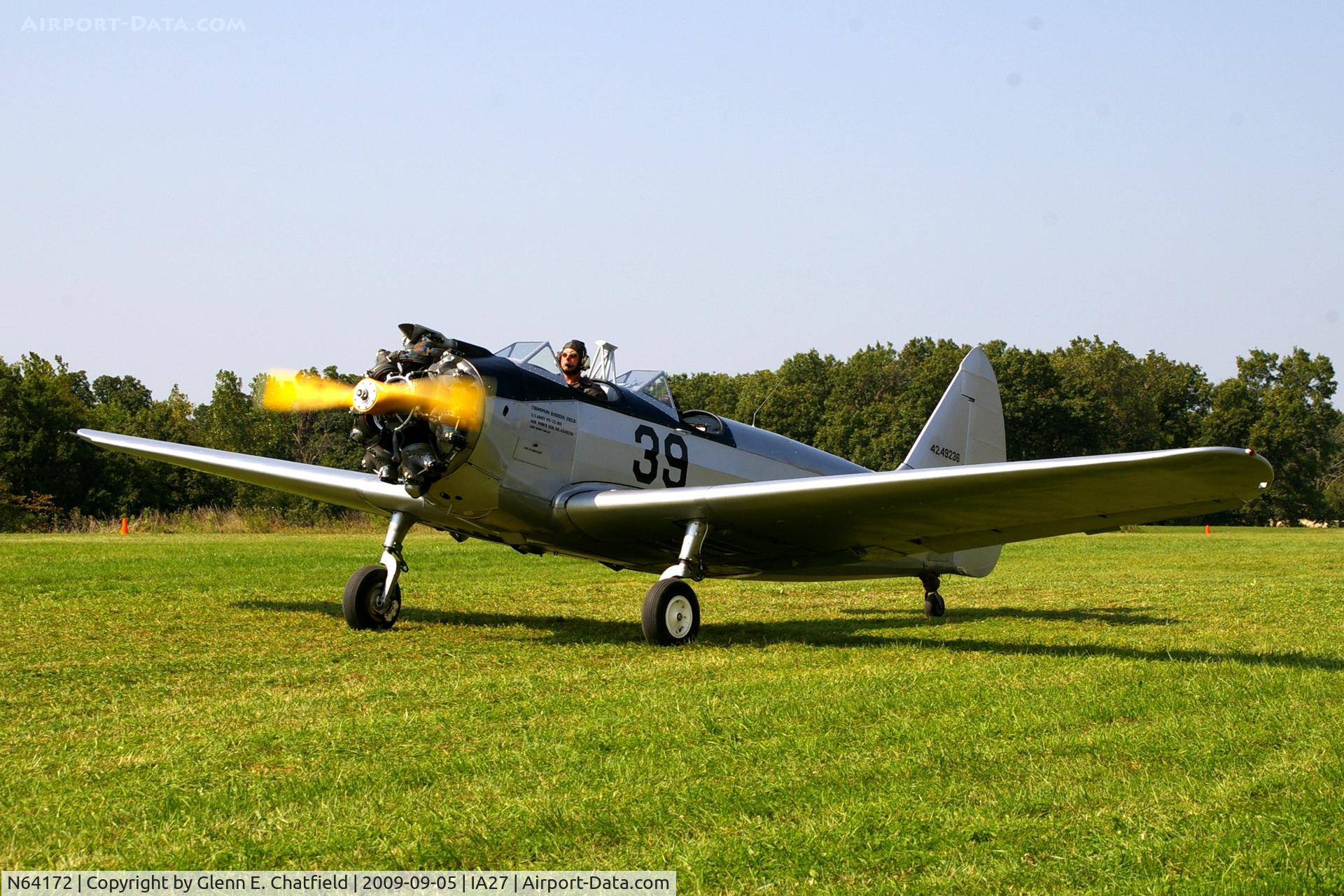 N64172, 1943 Fairchild (Howard) PT-23A Cornell (M-62C) C/N HO-260, At the Antique Airplane Association Fly In.  PT-23A 42-49236