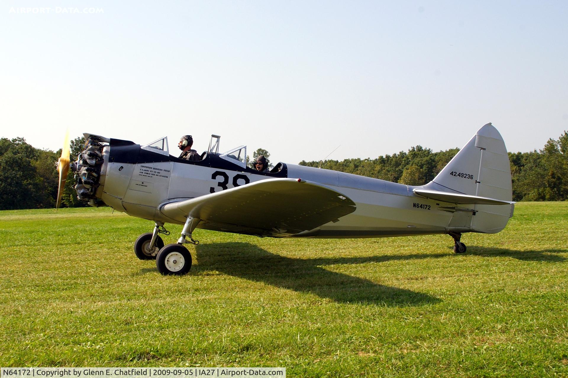 N64172, 1943 Fairchild (Howard) PT-23A Cornell (M-62C) C/N HO-260, At the Antique Airplane Association Fly In.  PT-23A 42-49236