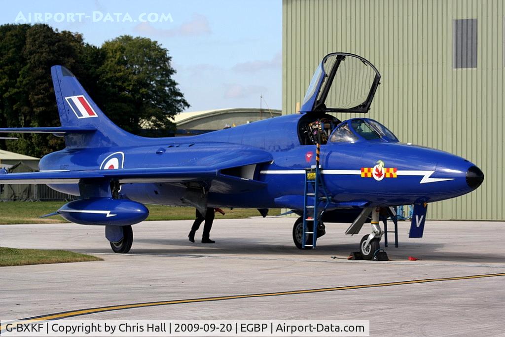 G-BXKF, 1958 Hawker Hunter T.7 C/N 41H/003315, Delta Jets Ltd, Painted in Blue Diamond colours and wearing the serial no. XL577