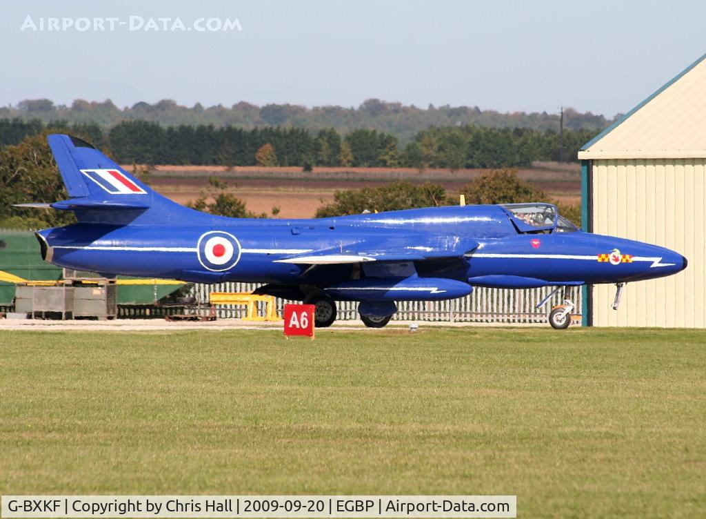G-BXKF, 1958 Hawker Hunter T.7 C/N 41H/003315, Delta Jets Ltd, Painted in Blue Diamond colours and wearing the serial no. XL577