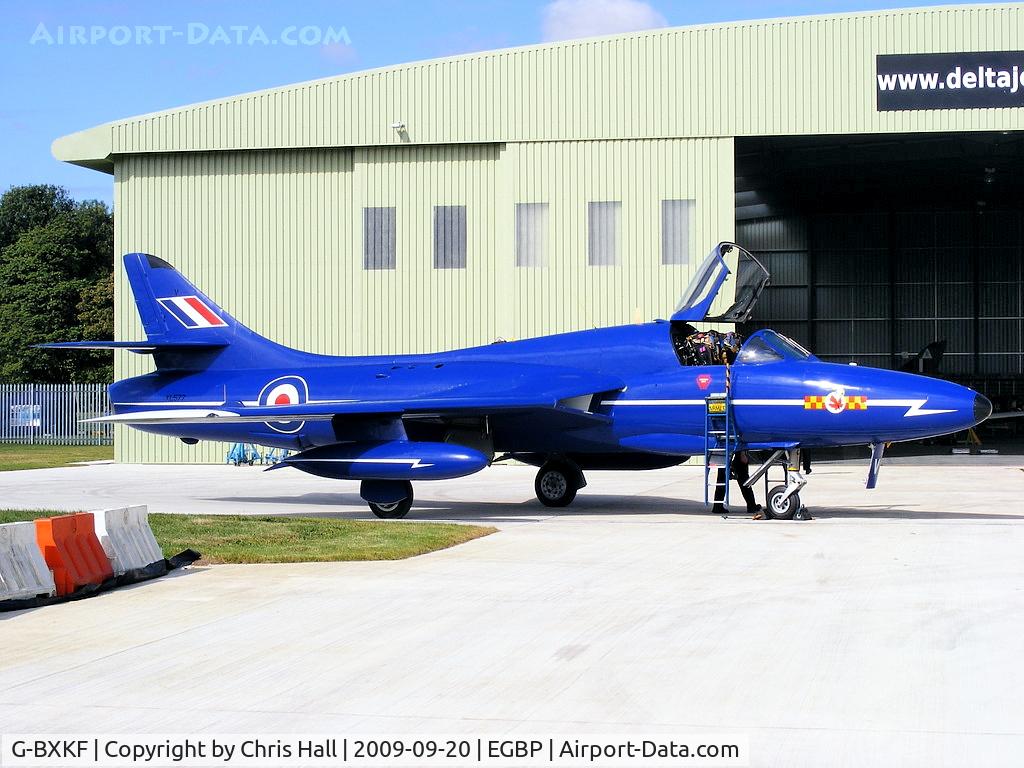 G-BXKF, 1958 Hawker Hunter T.7 C/N 41H/003315, Delta Jets Ltd, Painted in Blue Diamond colours and wearing the serial no. XL577
