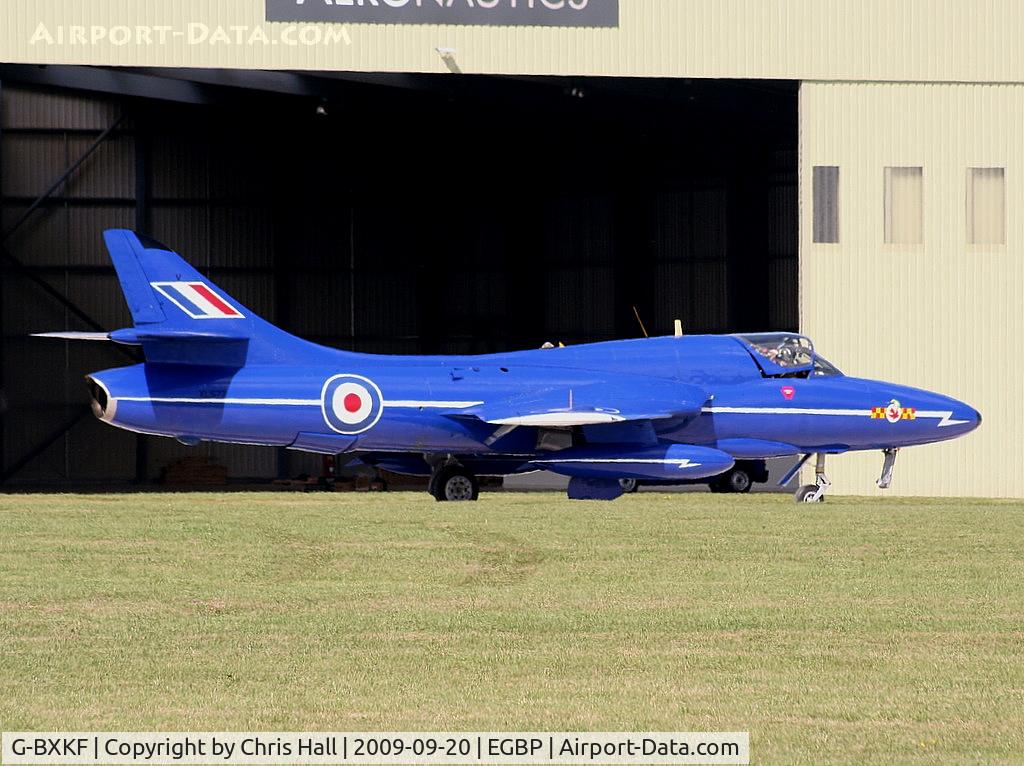 G-BXKF, 1958 Hawker Hunter T.7 C/N 41H/003315, Delta Jets Ltd, Painted in Blue Diamond colours and wearing the serial no. XL577