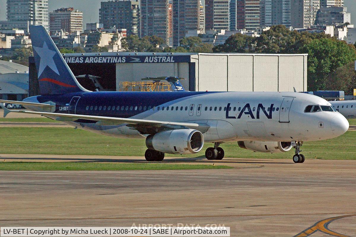 LV-BET, 2002 Airbus A320-233 C/N 1854, At Aeroparque (AEP)