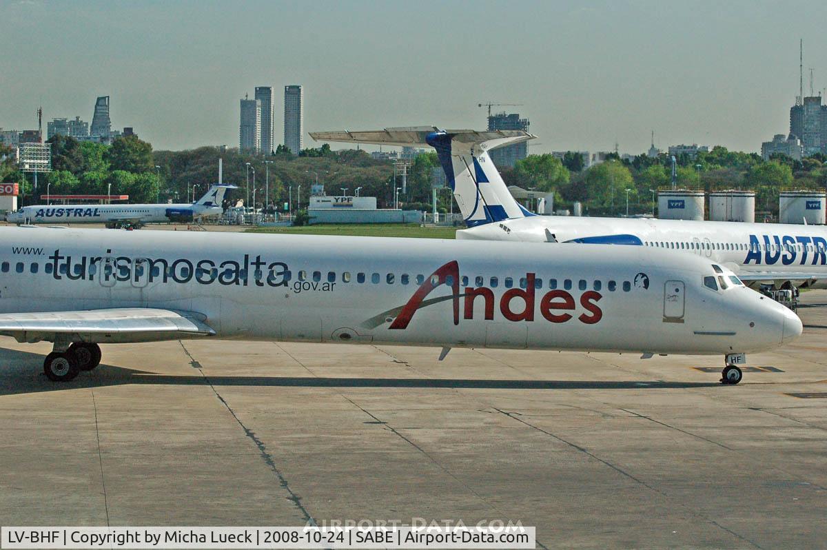 LV-BHF, 1988 McDonnell Douglas MD-82 (DC-9-82) C/N 49508, At Aeroparque (AEP)