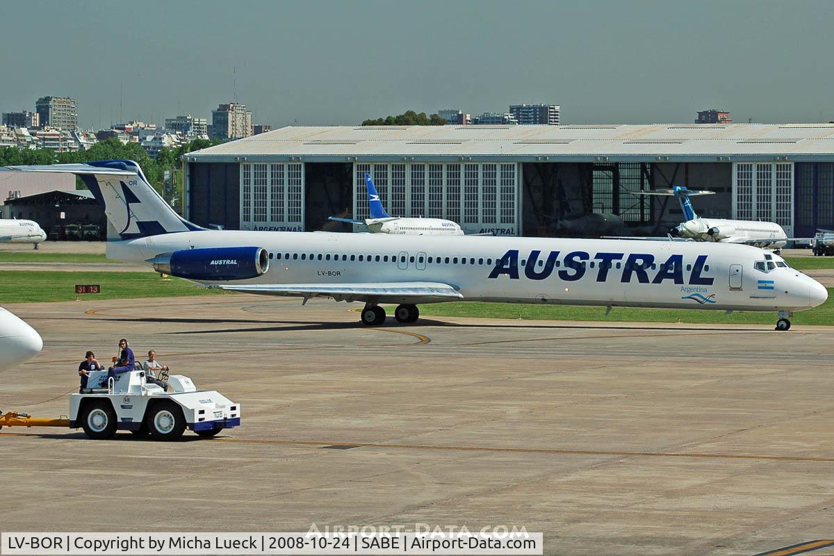 LV-BOR, 1990 McDonnell Douglas MD-88 C/N 49929, At Aeroparque (AEP)