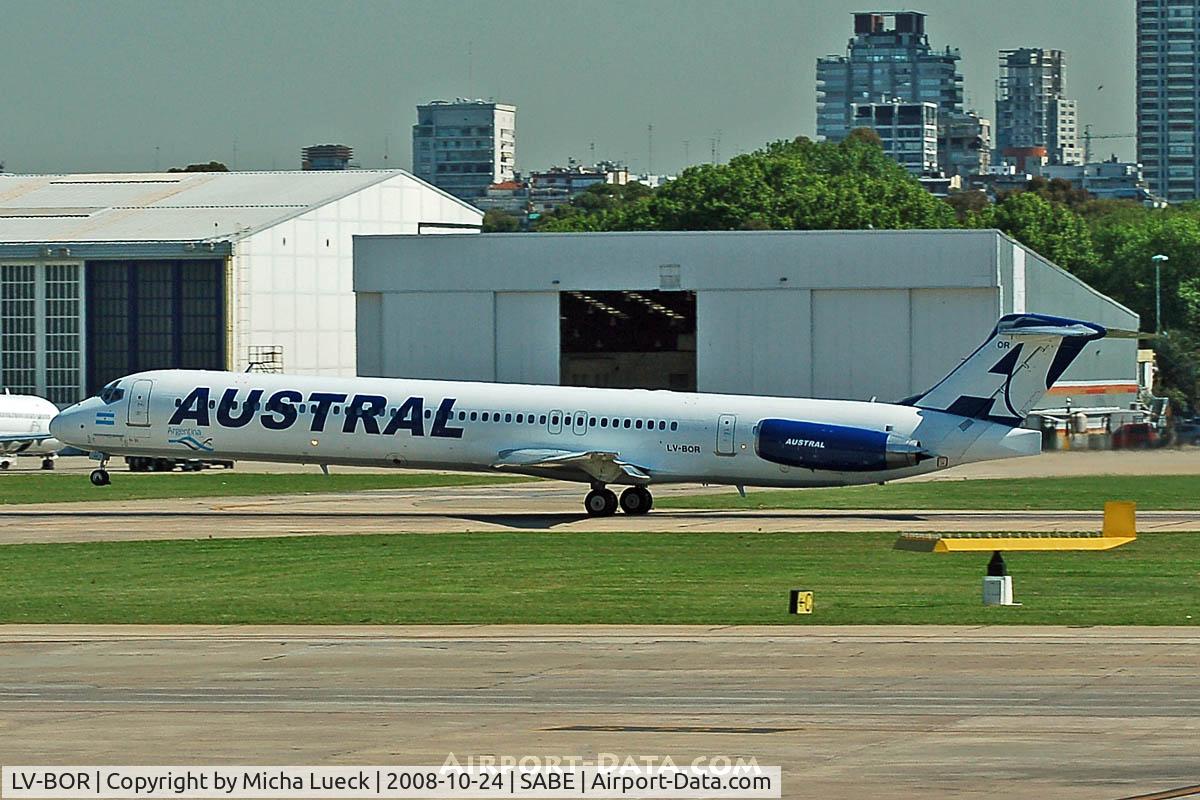 LV-BOR, 1990 McDonnell Douglas MD-88 C/N 49929, At Aeroparque (AEP)