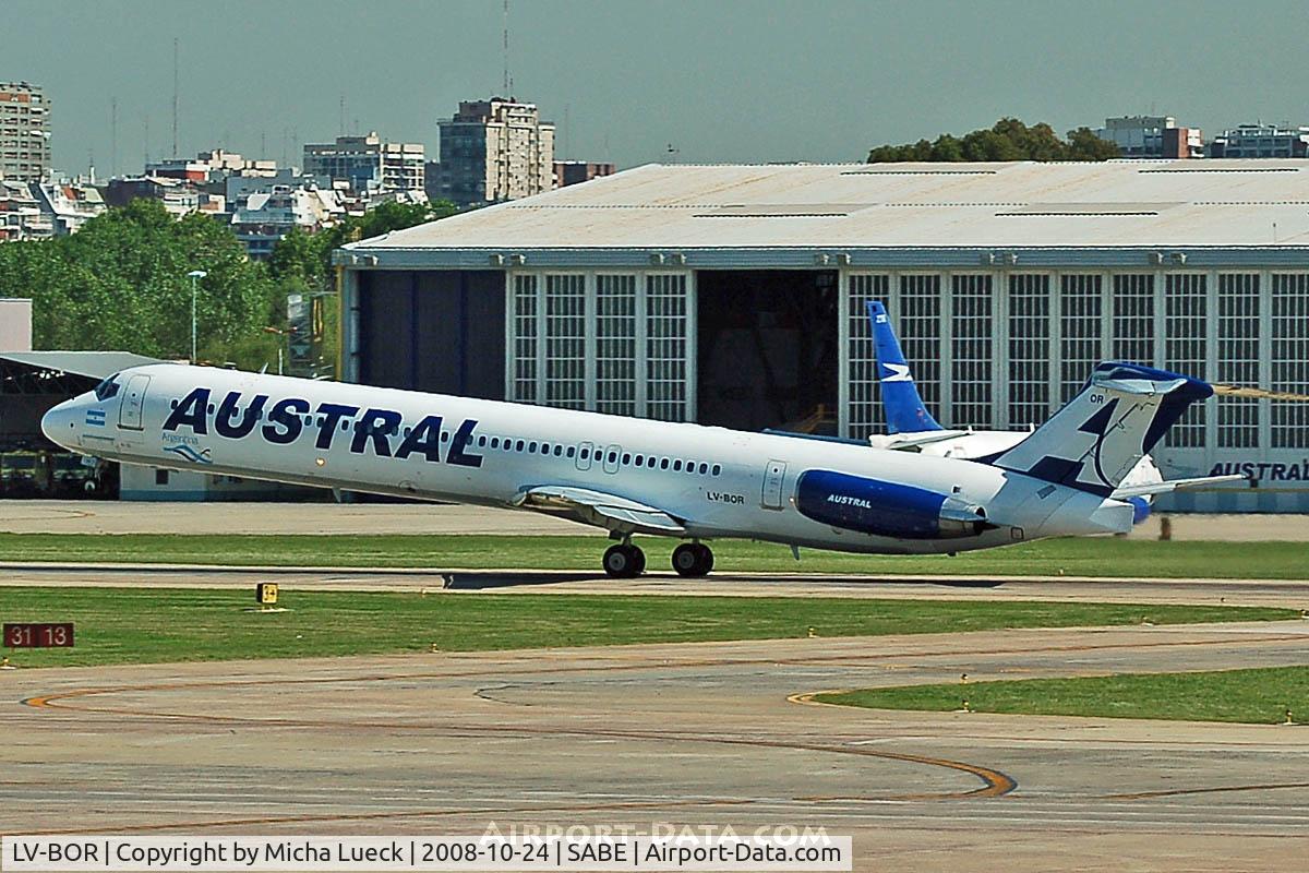LV-BOR, 1990 McDonnell Douglas MD-88 C/N 49929, At Aeroparque (AEP)