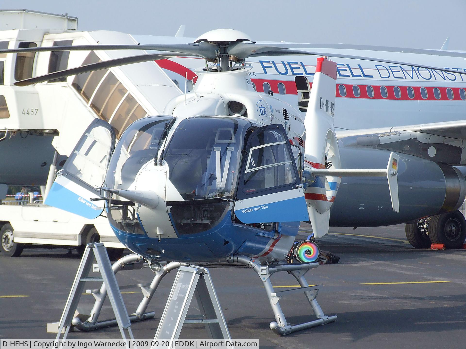 D-HFHS, Eurocopter EC-135T-1 C/N 0028, Eurocopter EC135T-1 ACT/FHS Active Control Technology / Flying Helicopter Simulator) fly-by-wire research helicopter of the DLR at the DLR 2009 air and space day on the side of Cologne airport