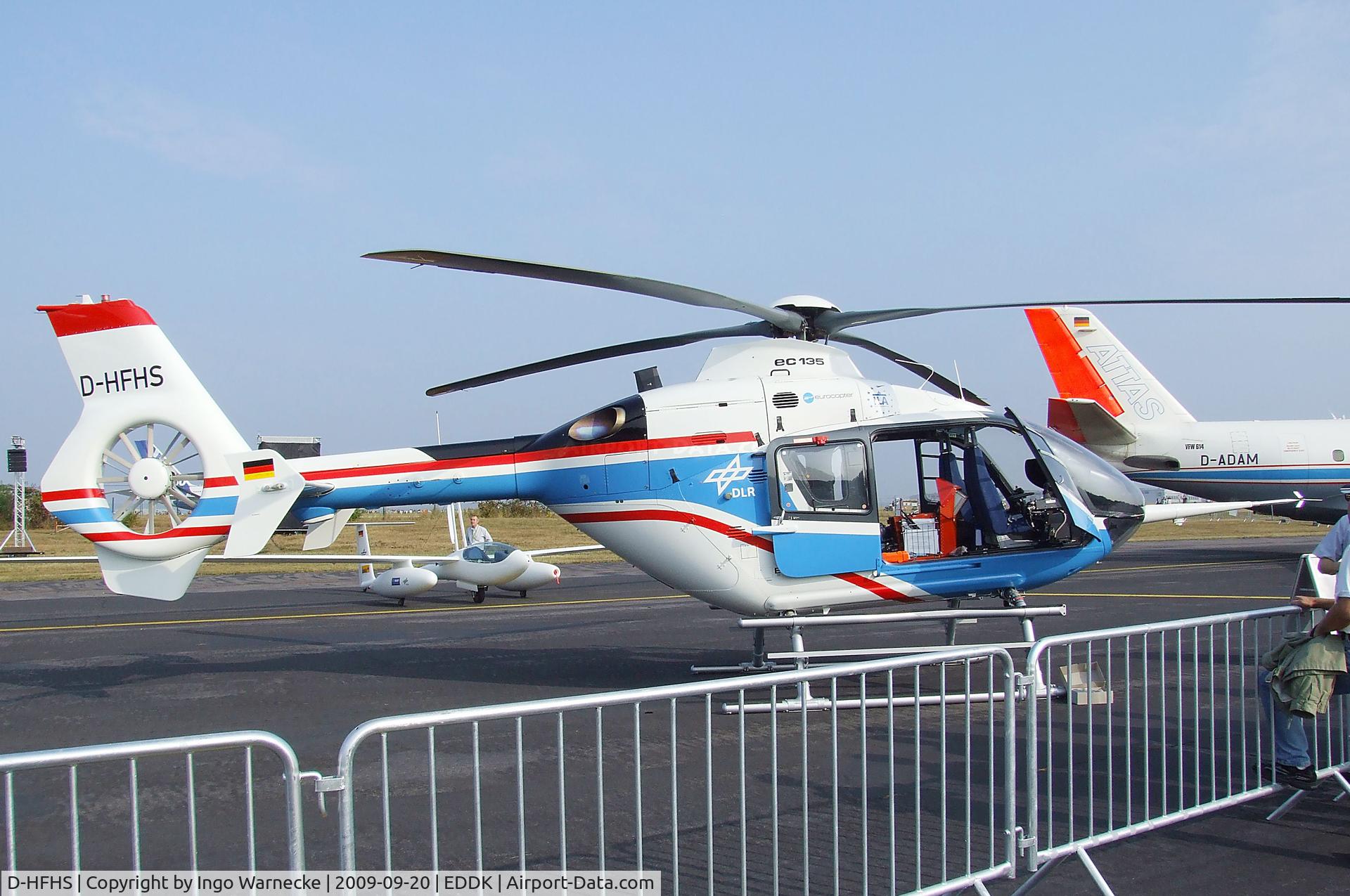 D-HFHS, Eurocopter EC-135T-1 C/N 0028, Eurocopter EC135T-1 ACT/FHS Active Control Technology / Flying Helicopter Simulator) fly-by-wire research helicopter of the DLR at the DLR 2009 air and space day on the side of Cologne airport