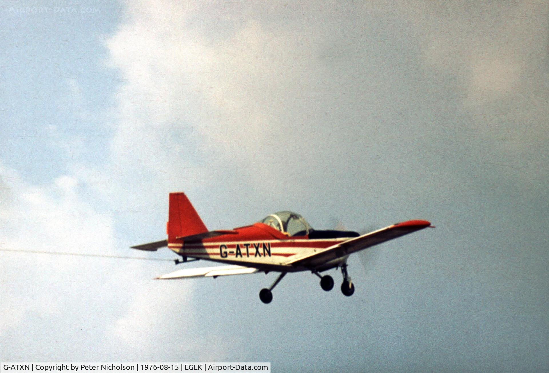 G-ATXN, 1969 Mitchell Kittiwake 1 C/N 1, Kittiwake seen on towing duty at the 1976 Blackbushe Fly-In.
