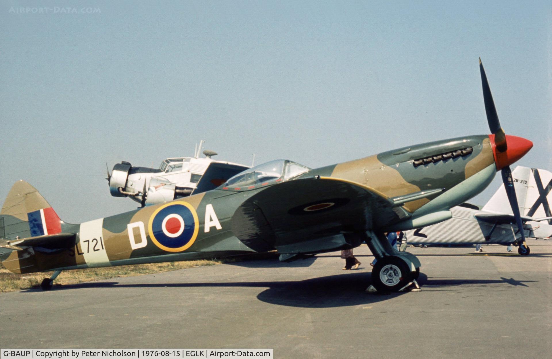 G-BAUP, 1945 Supermarine 361 Spitfire LF.XVIe C/N CBAF.IX.4756, Spitfire LF.XVIe of Doug Arnold on display at the 1976 Blackbushe Fly-In, the year before she was exported to the United States.