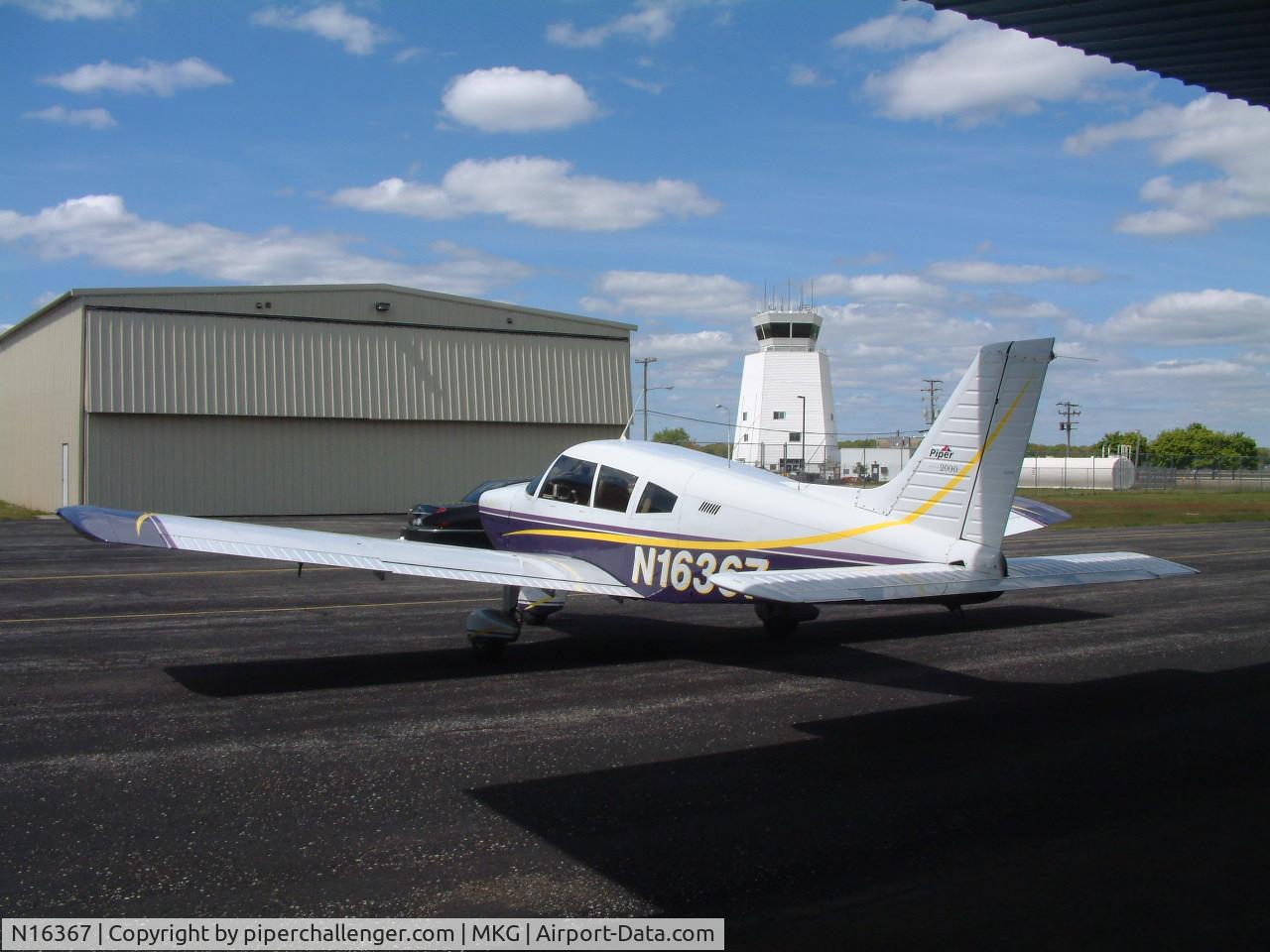 N16367, 1973 Piper PA-28-180 C/N 28-7305237, Right Rear Quartering with MKG tower in background
