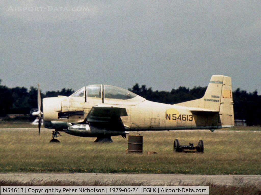 N54613, North American T-28D Trojan C/N 174-92 (51-3554), This ex-Moroccan Air Force Fennec version of the T-28D Trojan was seen at Blackbushe in the Summer of 1979.