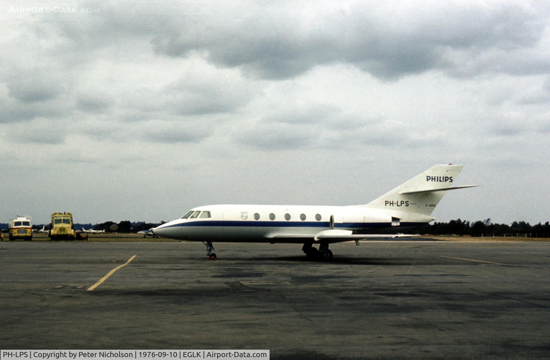 PH-LPS, 1967 Dassault Mystere 20C C/N 63, Phillips' Mystere 20C was seen at Blackbushe during the 1976 Farnborough Airshow.