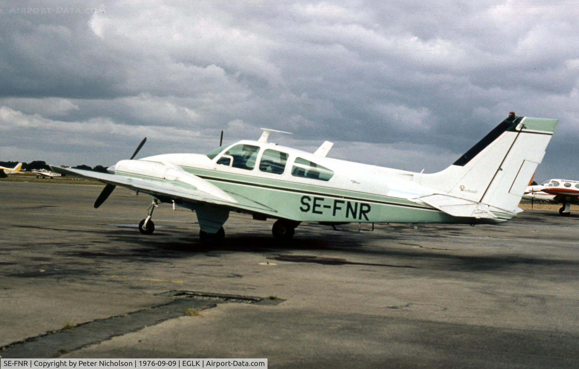 SE-FNR, 1969 Beech D55 Baron C/N TE-529, Beech Baron D55 seen at Blackbushe in September 1976.