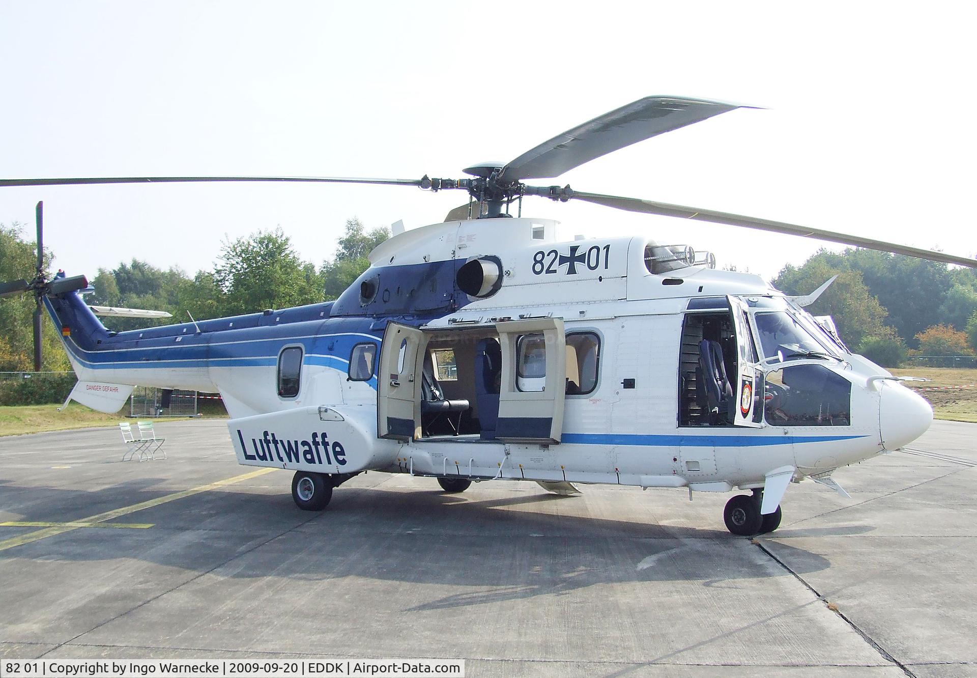 82 01, Eurocopter AS-532U2 Cougar C/N 2449, Eurocopter AS.532 Cougar of the German Air Force (Luftwaffe) VIP-Flight (Flugbereitschaft) at the DLR 2009 air and space day on the side of Cologne airport