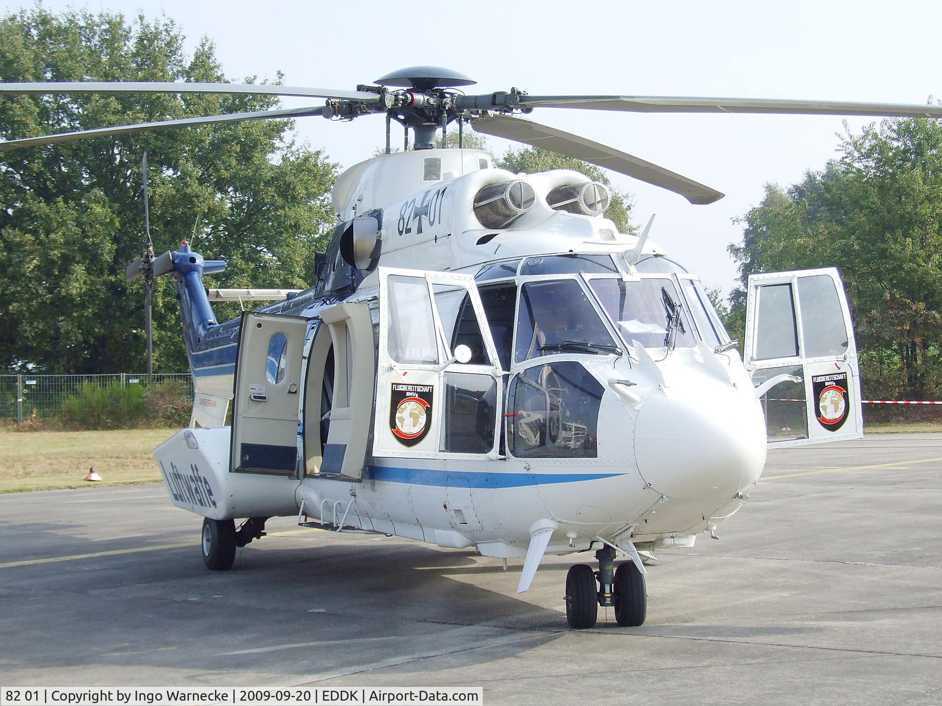 82 01, Eurocopter AS-532U2 Cougar C/N 2449, Eurocopter AS.532 Cougar of the German Air Force (Luftwaffe) VIP-Flight (Flugbereitschaft) at the DLR 2009 air and space day on the side of Cologne airport