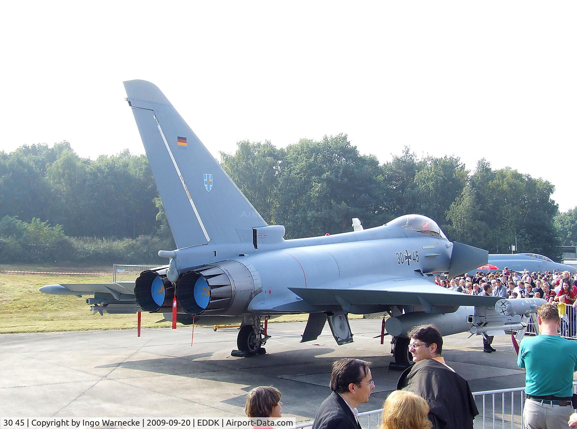 30 45, Eurofighter EF-2000 Typhoon S C/N GS030, Eurofighter EF2000 of the Luftwaffe (German Air Force) at the DLR 2009 air and space day on the side of Cologne airport