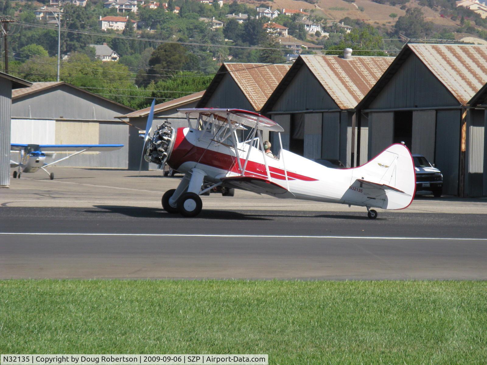 N32135, 1941 Waco UPF-7 C/N 5767, 1941 Waco UPF-7, Continental W670 220 Hp, a stunning showplane, taxi off Rwy 22