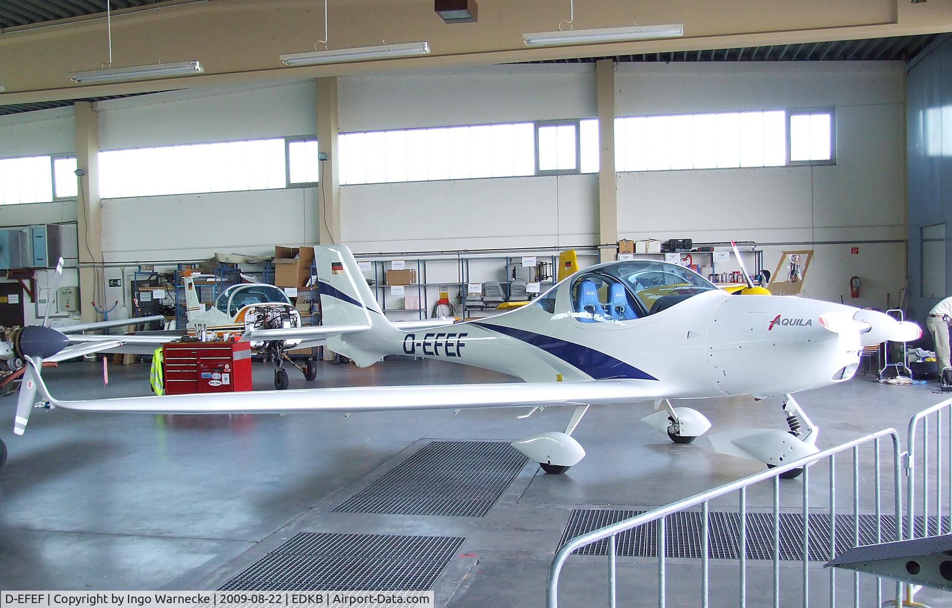 D-EFEF, Aquila A210 (AT01) C/N Not found D-EFEF, Aquila A210 (AT01) in the maintenance hangar at the Bonn-Hangelar centennial jubilee airshow