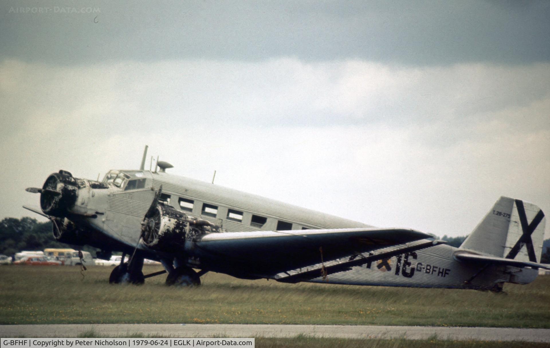 G-BFHF, Junkers (CASA) 352L (Ju-52) C/N 166, CASA 352 formerly Spanish Air Force T.2B-275 seen at Blackbushe in the Summer of 1979.