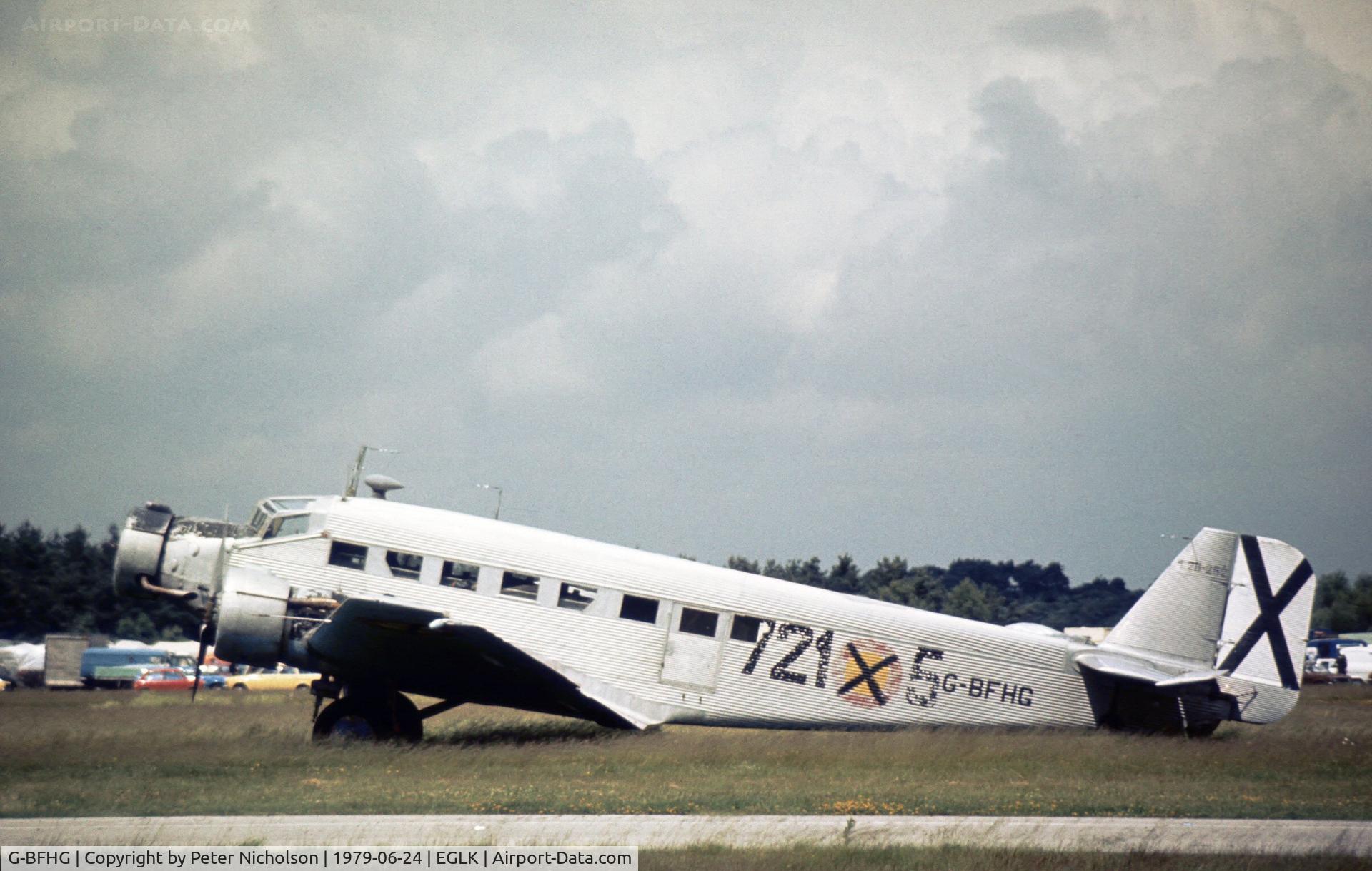 G-BFHG, 1948 Junkers (CASA) 352L (Ju-52) C/N 153, CASA 352 ex Spanish Air Force T.2B-262 seen at Blackbushe in the Summer of 1979.