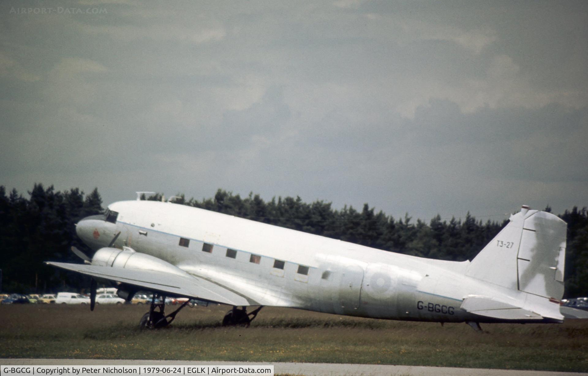 G-BGCG, 1944 Douglas C-47A Skytrain C/N 20002, Ex Spanish Air Force C-47A T.3-27 seen at Blackbushe in the Summer of 1979.