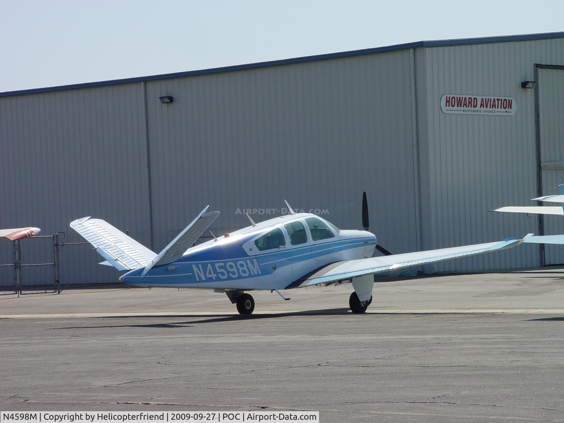 N4598M, 1978 Beech V35B Bonanza C/N D-10121, Parked at Howard Aviation