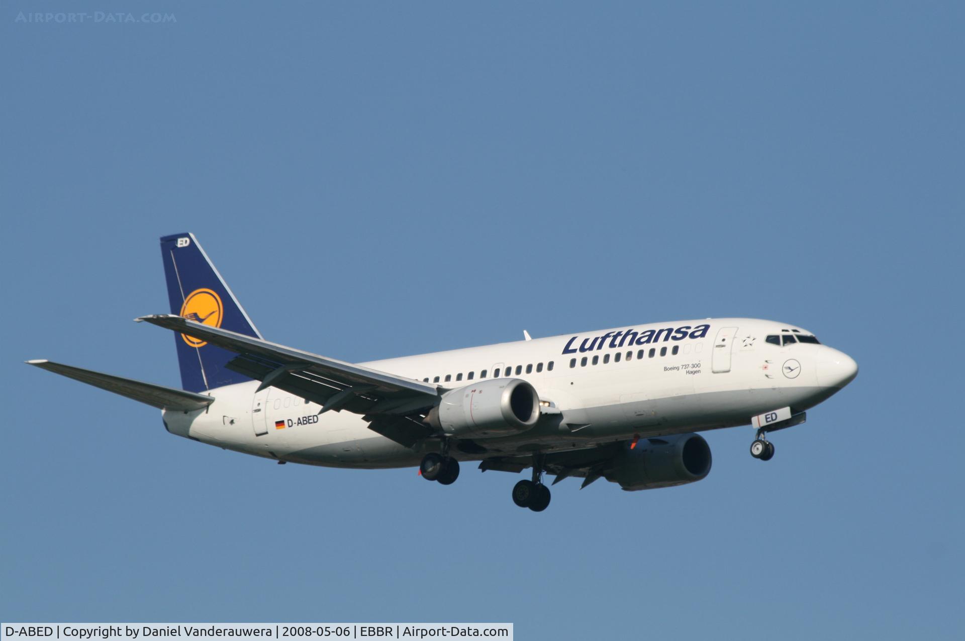 D-ABED, 1991 Boeing 737-330 C/N 25215, arrival of flight LH4570 to rwy 02