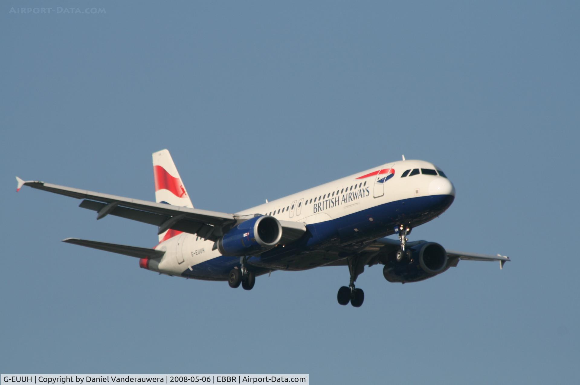 G-EUUH, 2002 Airbus A320-232 C/N 1665, arrival of flight BA388 to rwy 02
