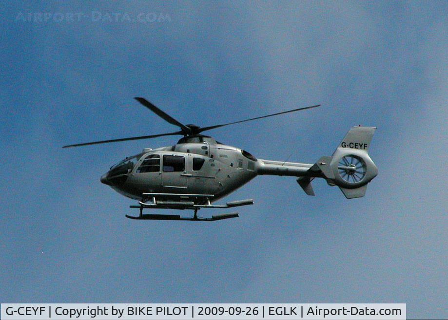 G-CEYF, 1999 Eurocopter EC-135T-1 C/N 0115, DECENDING TOWARDS THE PREMIAIR COMPOUND, PREV REG. P4-XTC, G-HARP