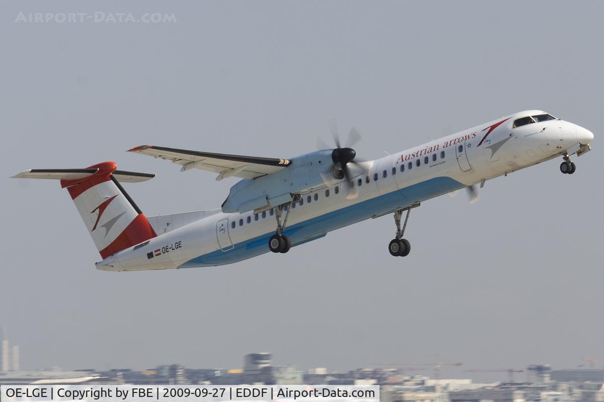 OE-LGE, 2001 De Havilland Canada DHC-8-402Q Dash 8 C/N 4042, departing EDDF