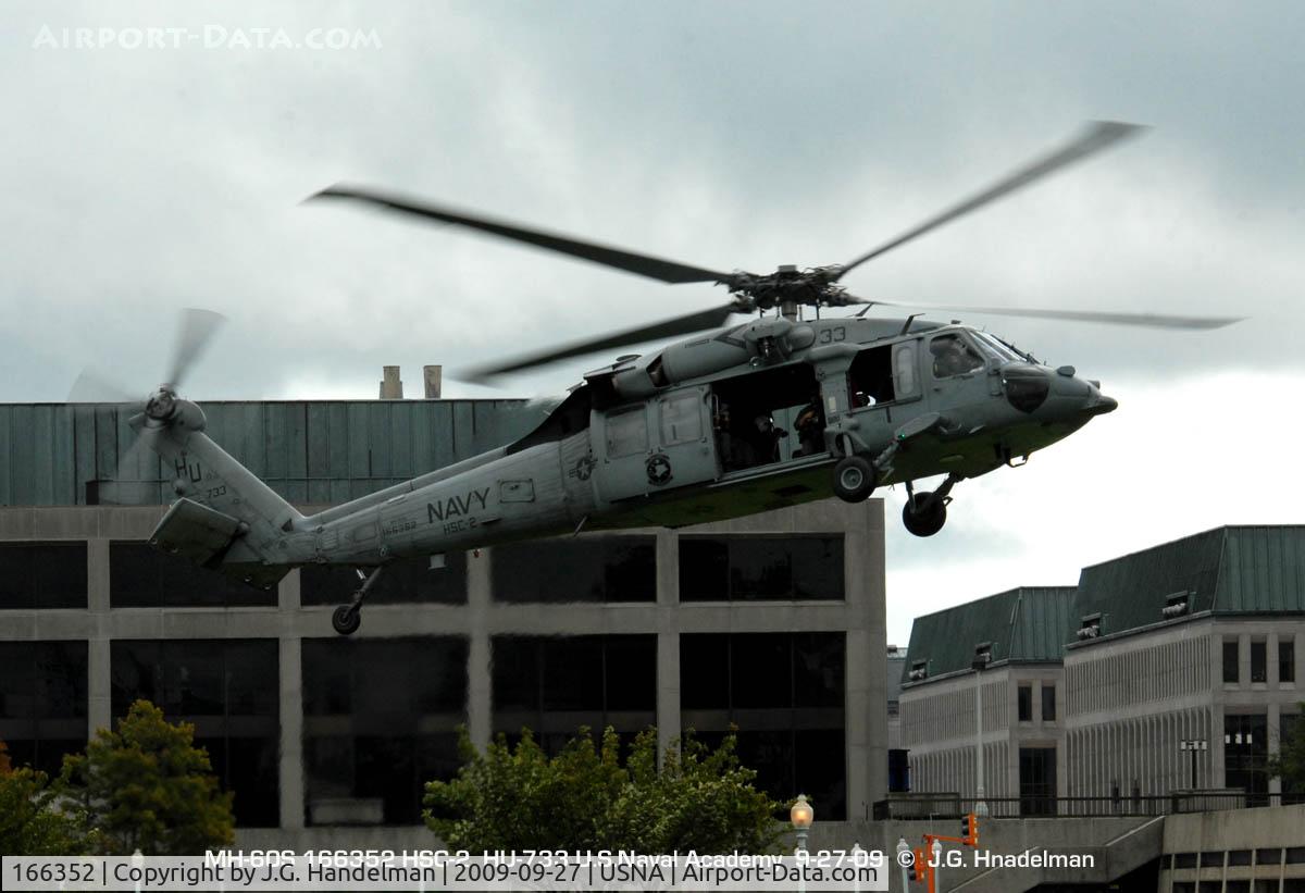 166352, Sikorsky MH-60S Knighthawk C/N 70-2947, up, up, and AWEIGH at U.S. Naval Academy