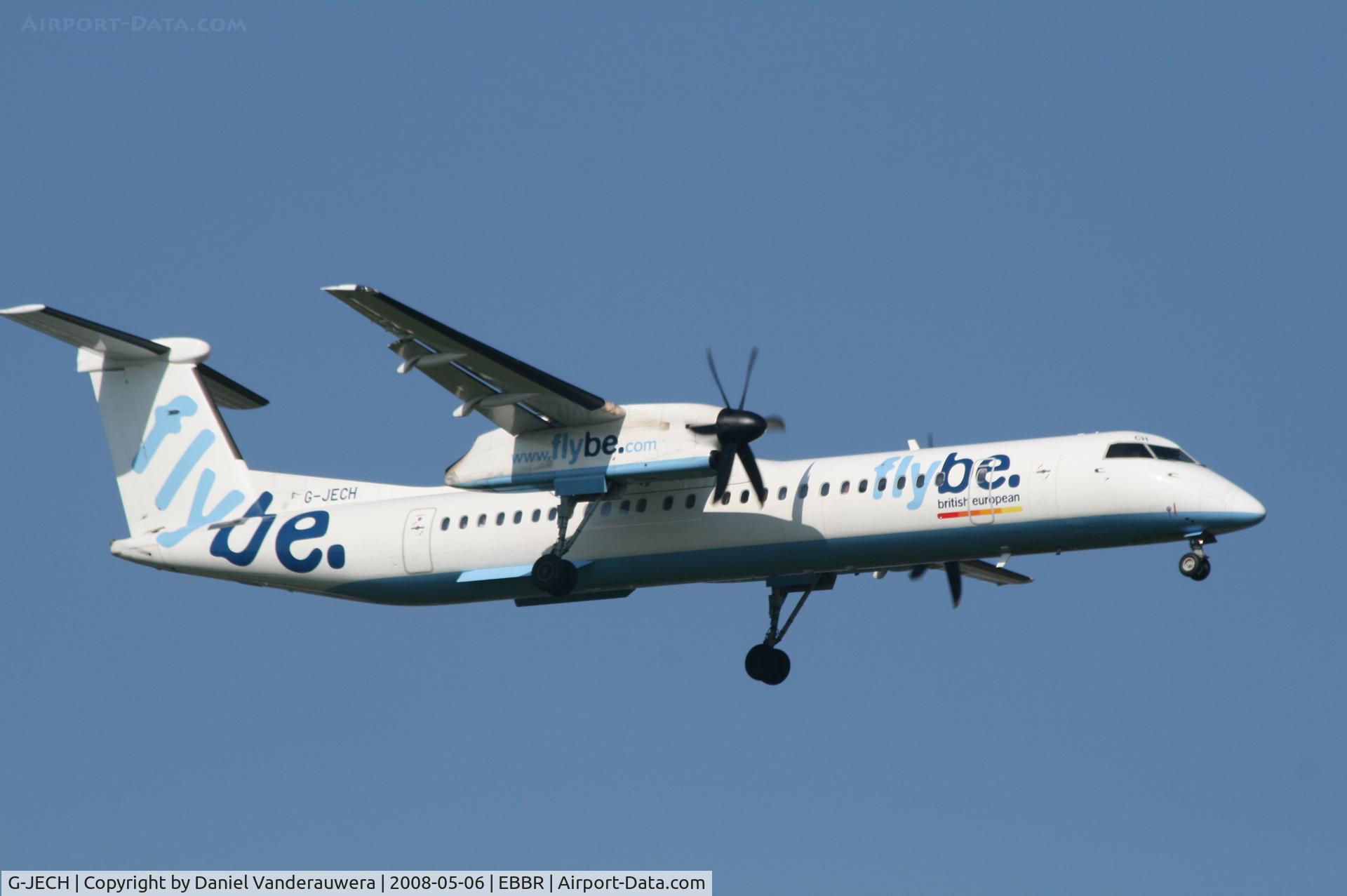 G-JECH, 2005 De Havilland Canada DHC-8-402Q Dash 8 C/N 4103, arrival of flight BE7181 to rwy 02