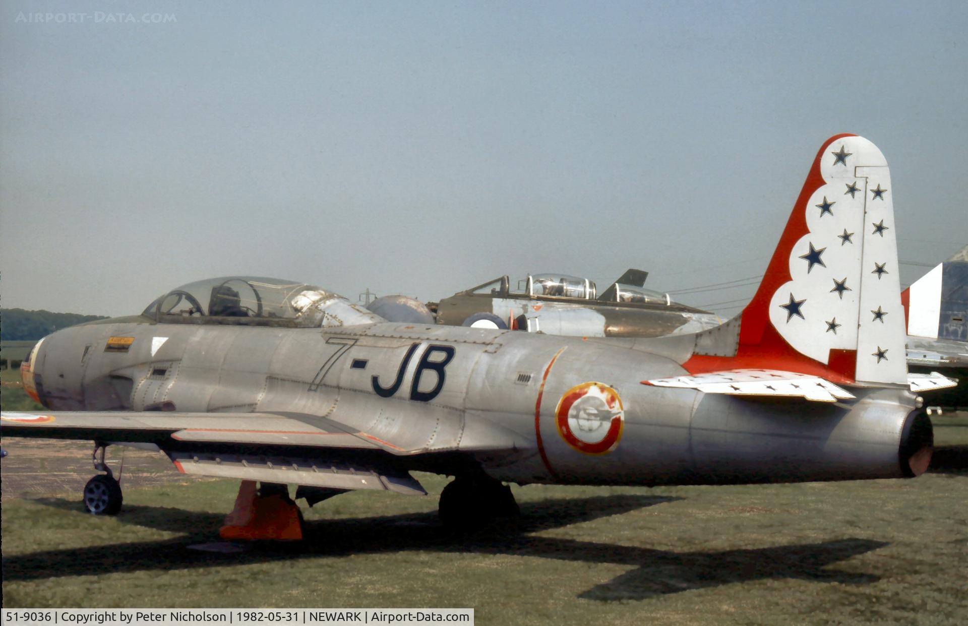 51-9036, 1951 Lockheed T-33A Shooting Star C/N 580-6820, Ex-French Air Force T-33A Shooting Star arrived at the Newark Air Museum in 1979 and was seen in May 1982