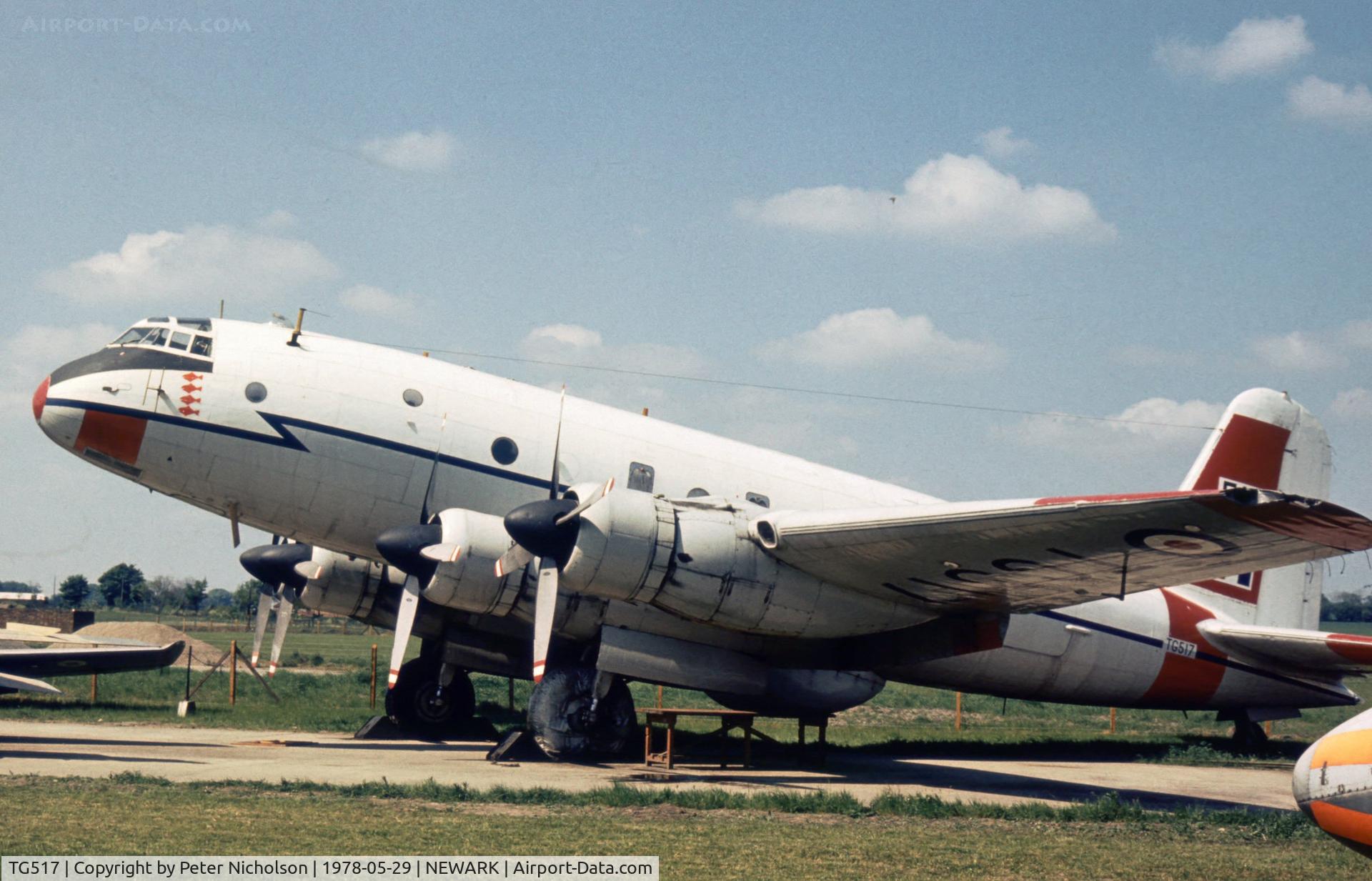 TG517, 1948 Handley Page Hastings T.5 C/N HP67/21, Hastings T.5 of 230 Operational Conversion Unit as seen at the Newark Air Museum in May 1978.