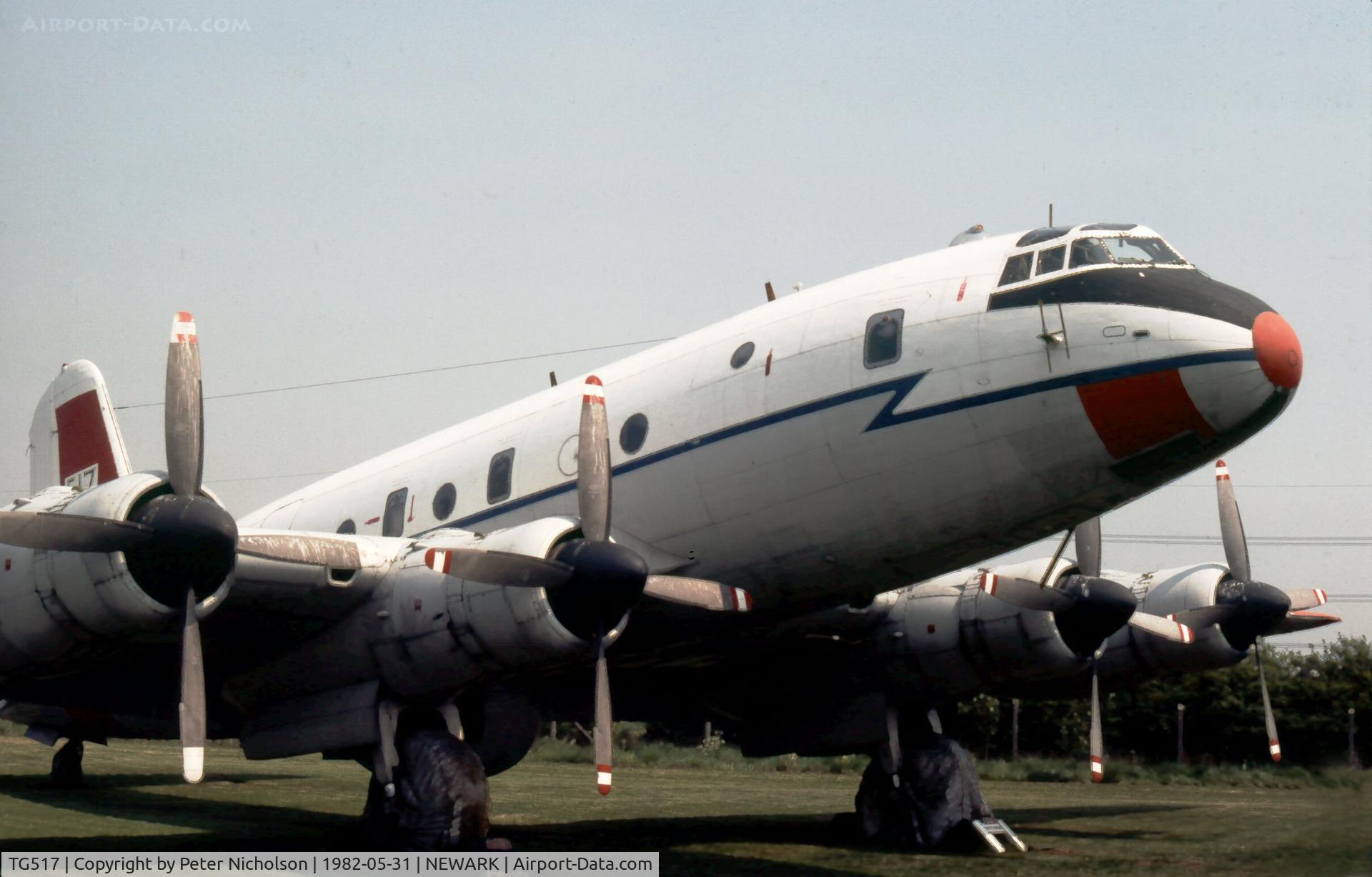 TG517, 1948 Handley Page Hastings T.5 C/N HP67/21, Newark Air Museum's Hastings T.5 of 230 Operational Conversion Unit as seen in May 1982.