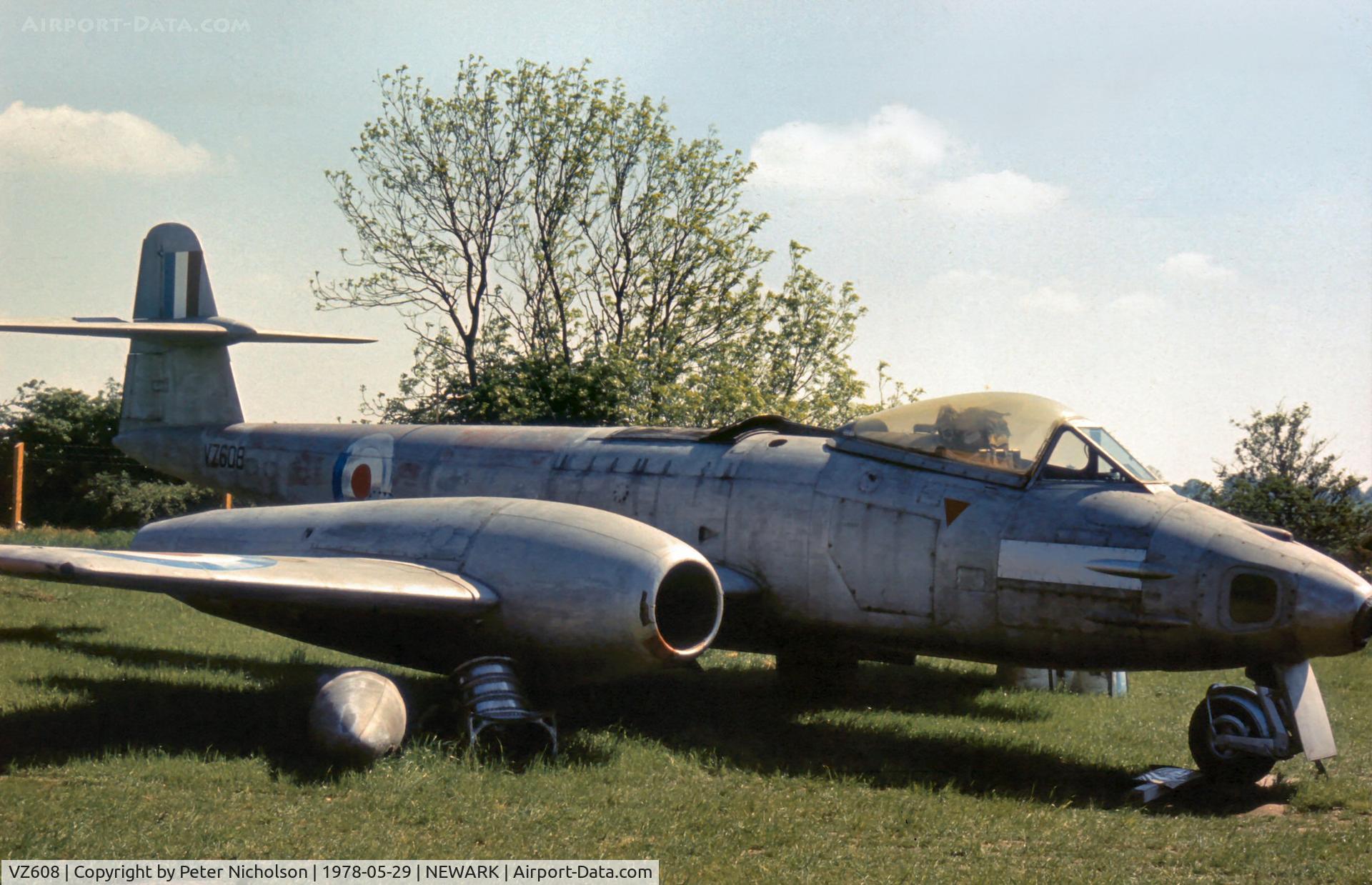 VZ608, Gloster Meteor FR.9 (Mod) C/N Not found VZ608, Another view of the Newark Air Museum's Meteor FR.9 as displayed in May 1978.