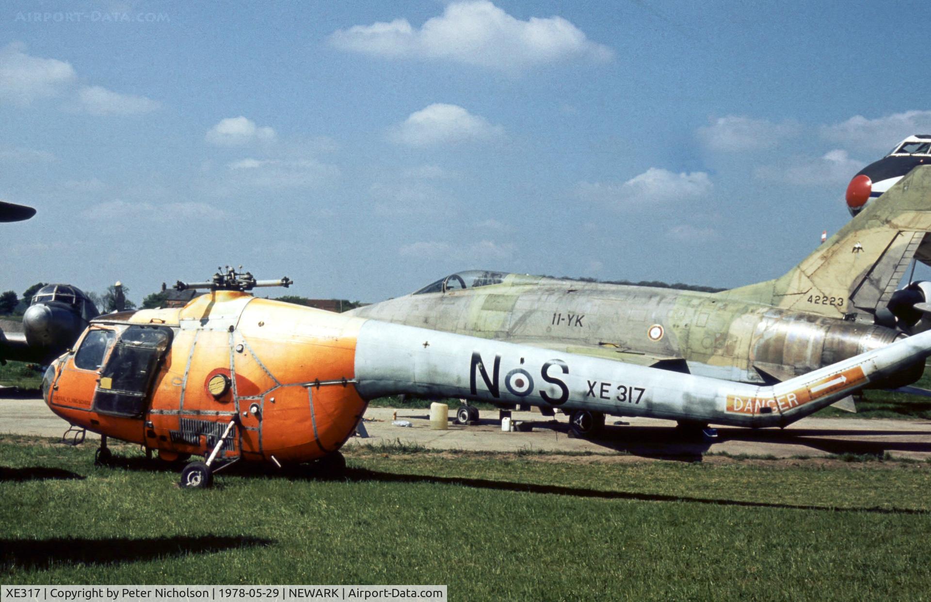 XE317, Bristol 171 Sycamore HR.14 C/N 13198, Sycamore HR.14 of the Central Flying School as displayed at the Newark Air Museum in May 1978.