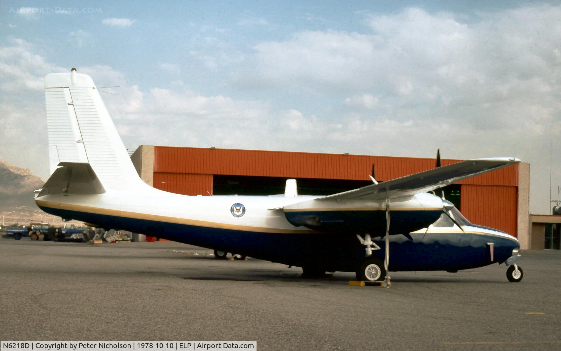N6218D, Aero Commander 680 C/N 680486156, Aero Commander 680 of the US Customs Service at El Paso in October 1978.