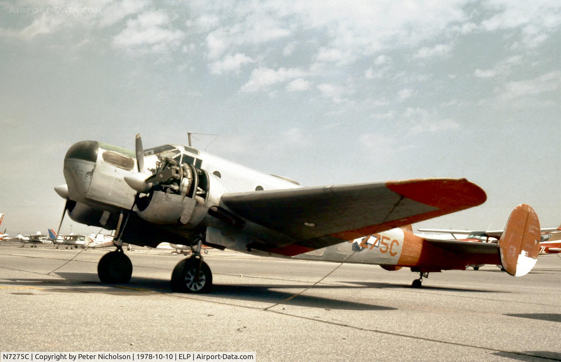 N7275C, 1943 Beech SNB-1 C/N 3815, Beech SNB-1 Kansan ex Bu.51025 seen at El Paso in October 1978.