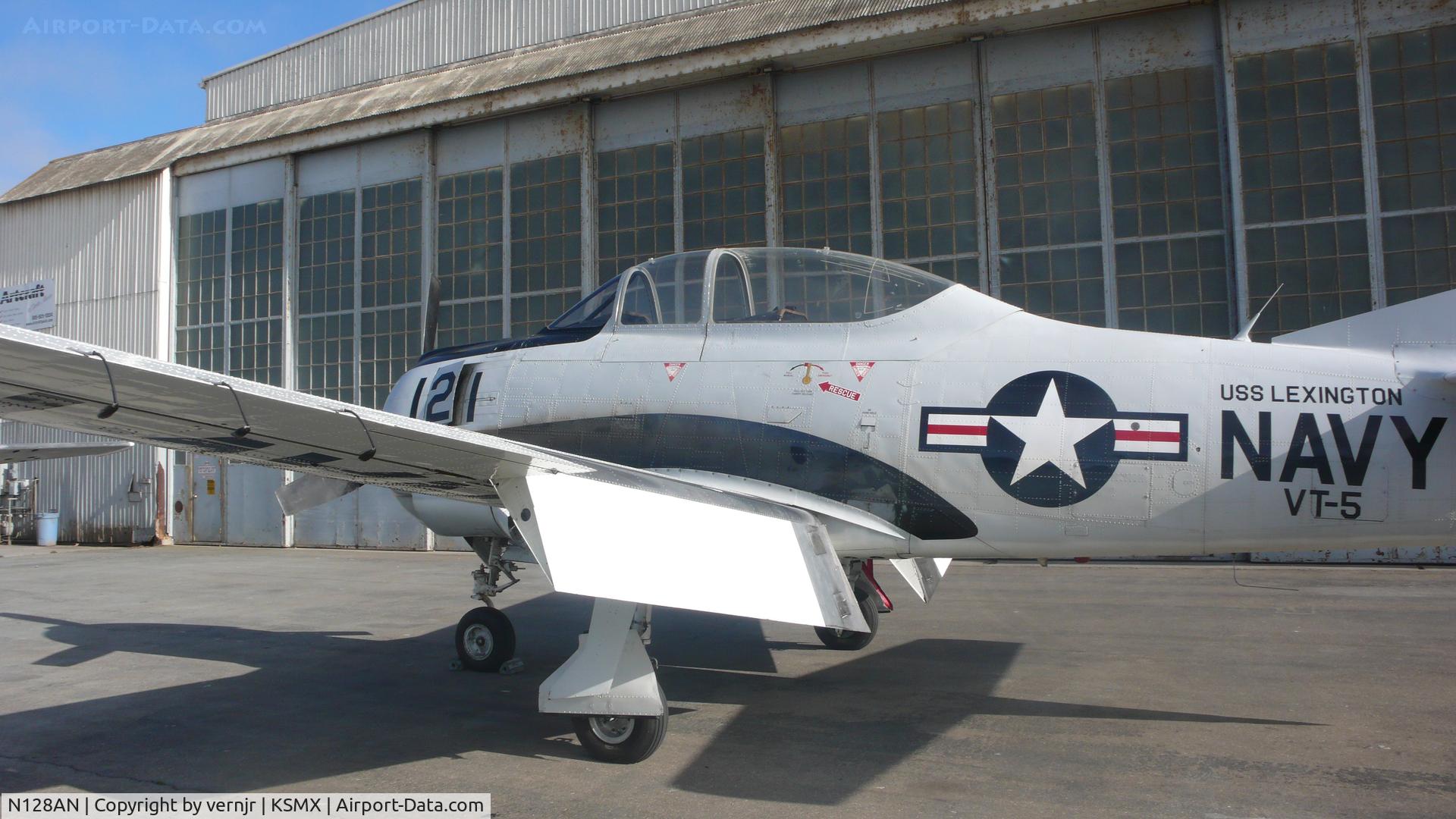 N128AN, 1951 North American T-28S Fennec C/N 96, at paint shop santa maria
