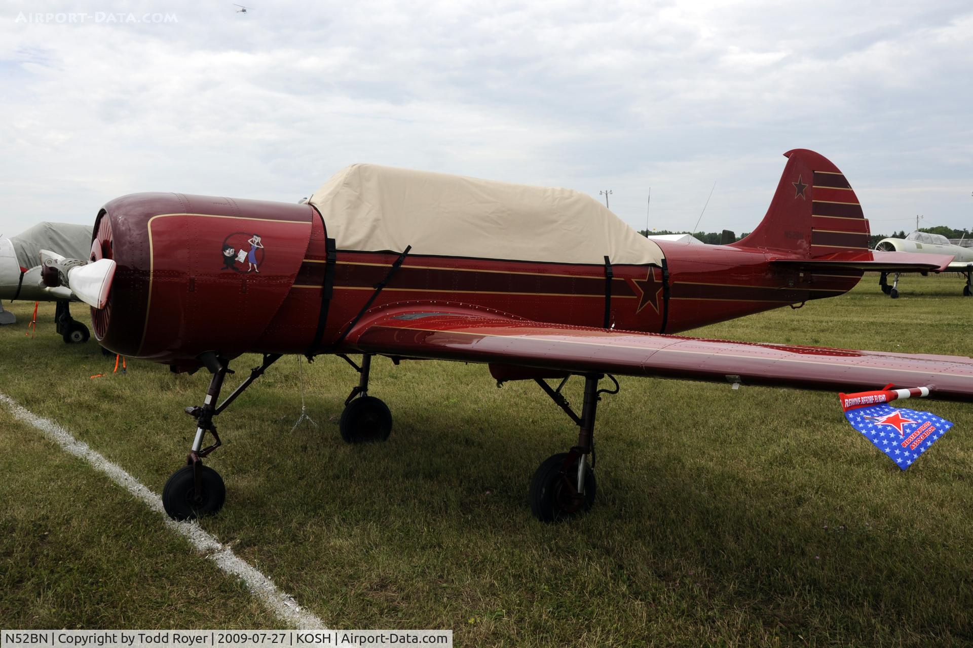 N52BN, 1993 Yakovlev Yak-52 C/N 9311705, Oshkosh EAA Fly-in 2009