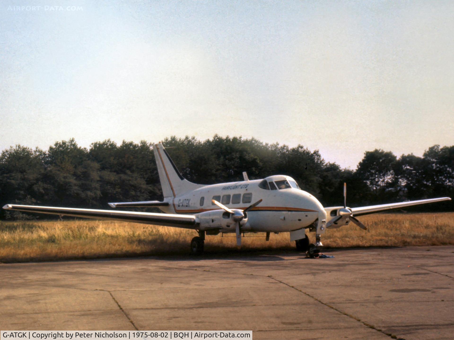 G-ATGK, De Havilland DH-104 Riley Dove 2 C/N 04288, Another of Fairflight Charters' Riley Doves seen at Biggin Hill in the Summer of 1975.