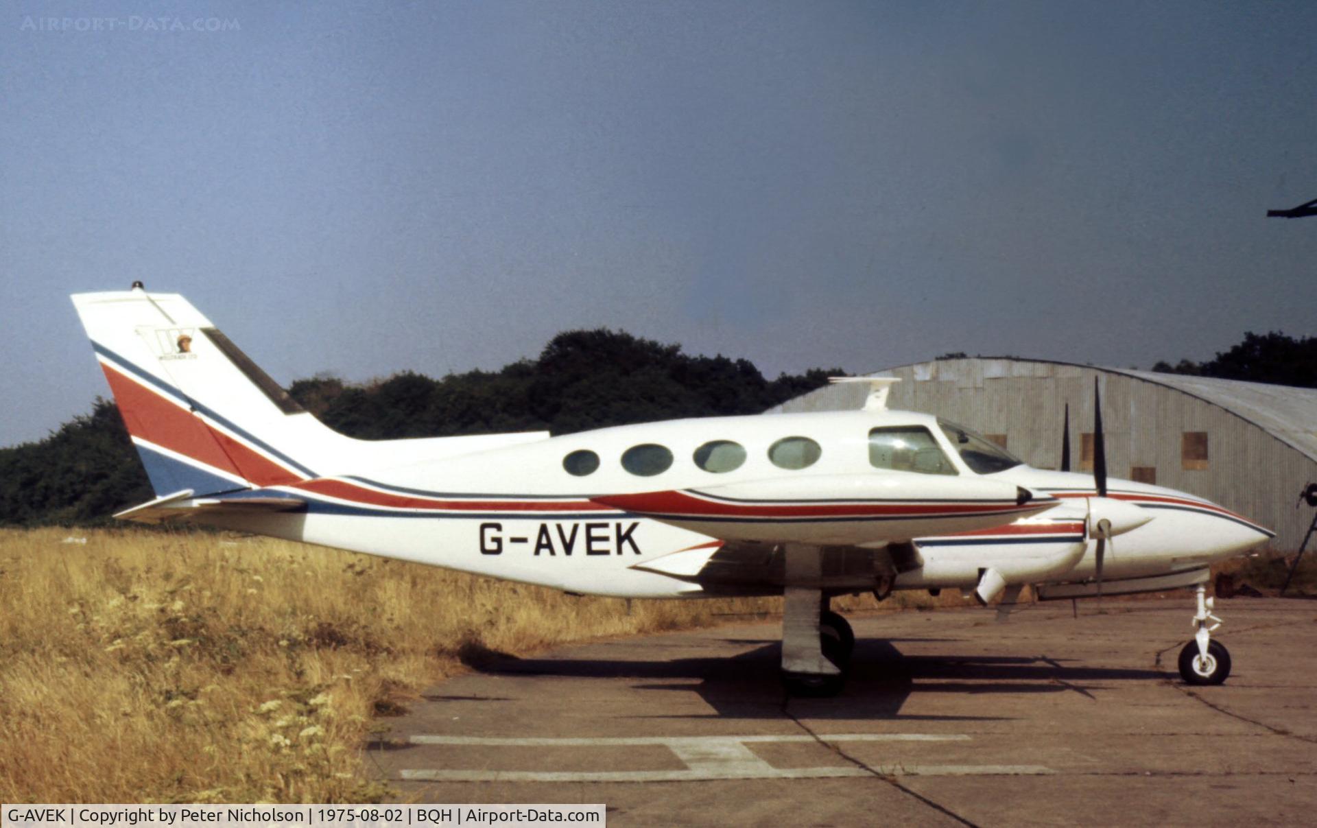 G-AVEK, 1967 Cessna 411A C/N 411A-0274, This Cessna 411A was resident at Biggin Hill in the Summer of 1975.