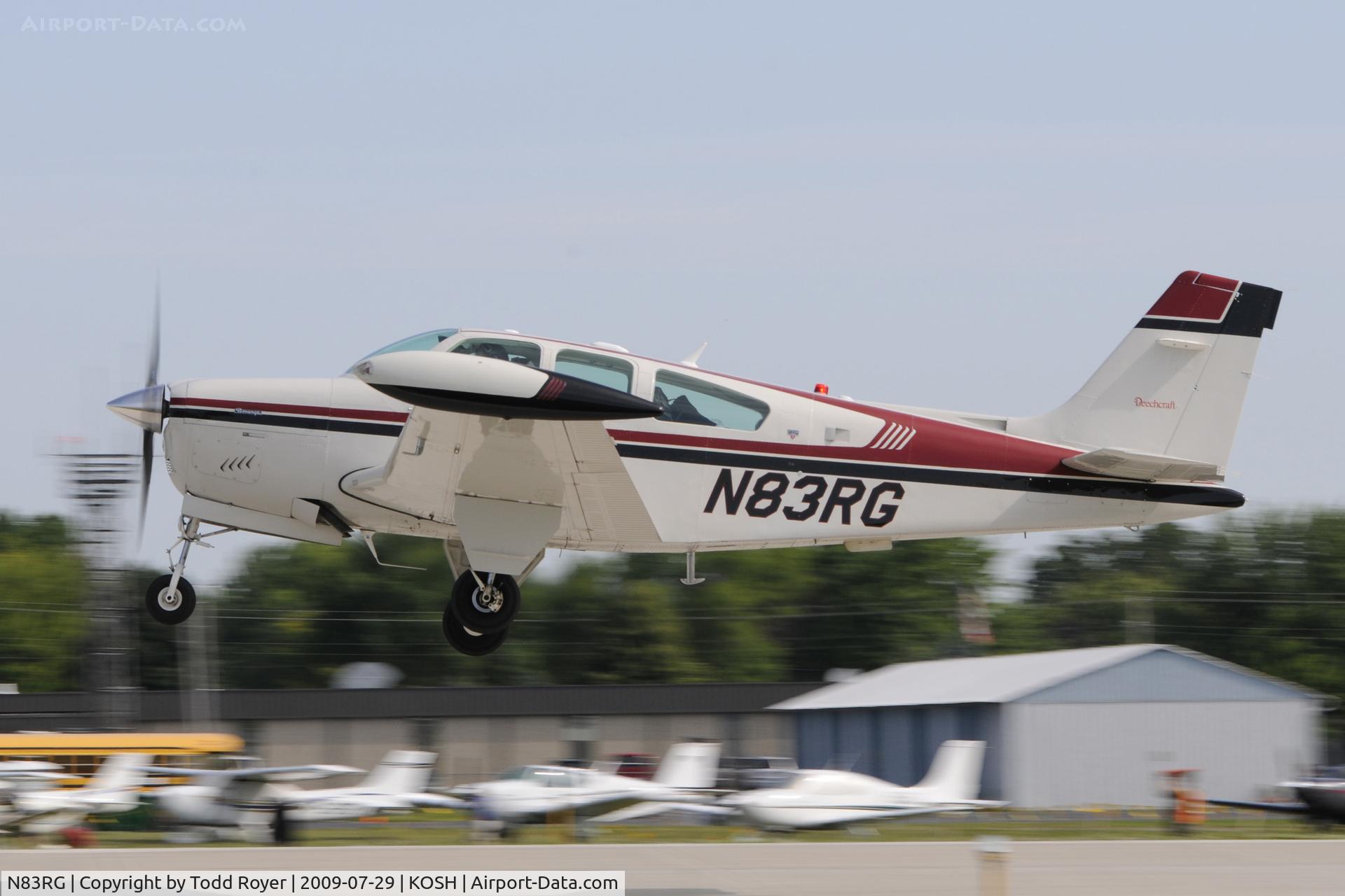 N83RG, 1987 Beech F33A Bonanza C/N CE-1205, Departing OSH on 27