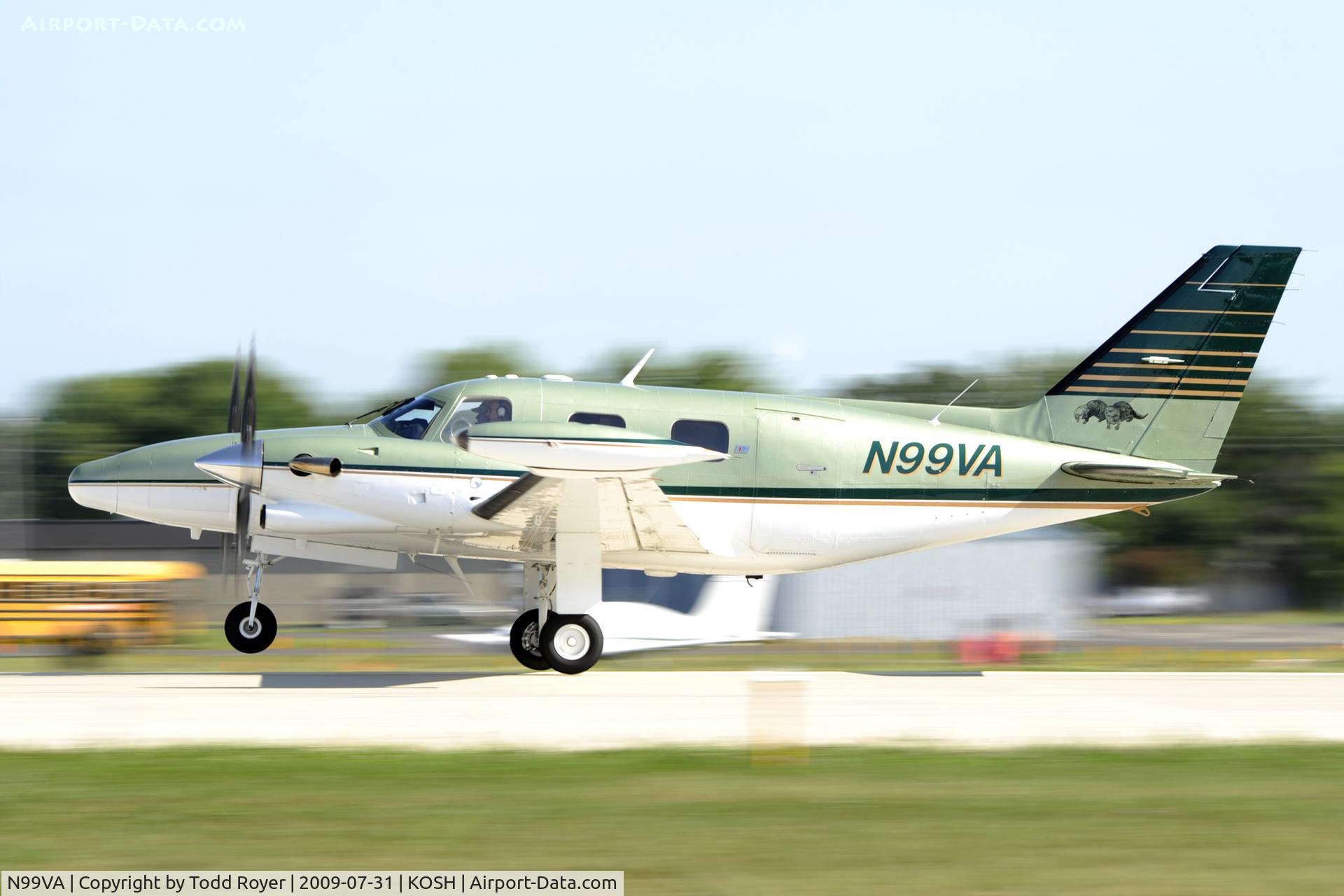 N99VA, 1976 Piper PA-31T Cheyenne C/N 31T-7720007, Departing OSH on 27